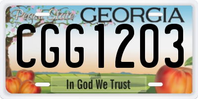 GA license plate CGG1203