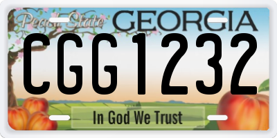 GA license plate CGG1232