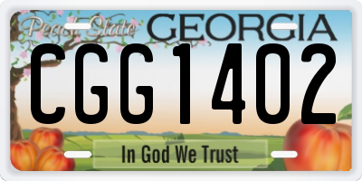GA license plate CGG1402