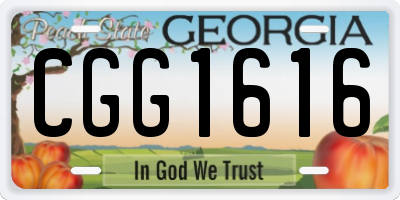 GA license plate CGG1616