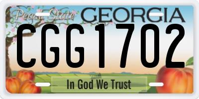 GA license plate CGG1702