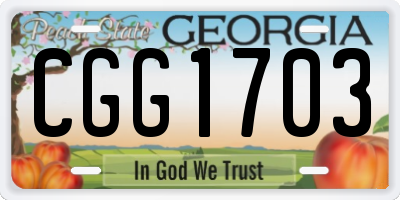 GA license plate CGG1703