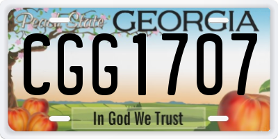 GA license plate CGG1707