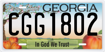 GA license plate CGG1802