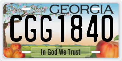 GA license plate CGG1840