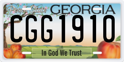 GA license plate CGG1910