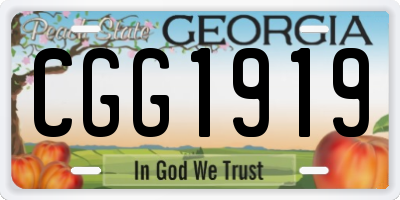 GA license plate CGG1919