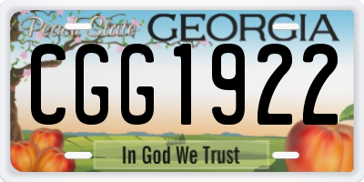 GA license plate CGG1922
