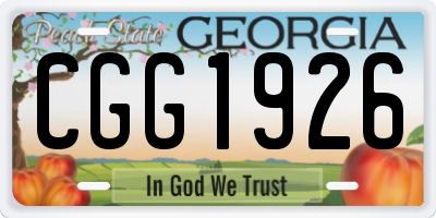 GA license plate CGG1926