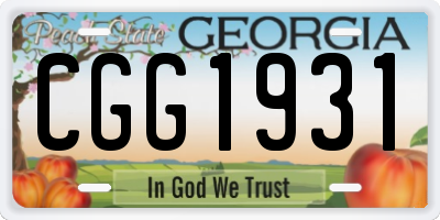 GA license plate CGG1931