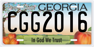 GA license plate CGG2016