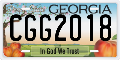 GA license plate CGG2018