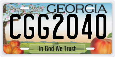 GA license plate CGG2040