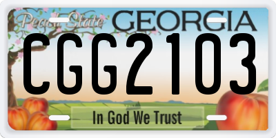 GA license plate CGG2103