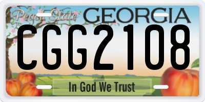 GA license plate CGG2108