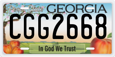 GA license plate CGG2668