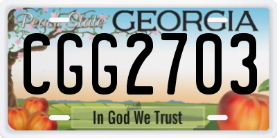 GA license plate CGG2703