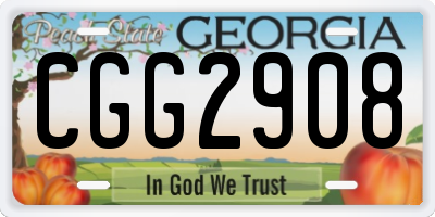 GA license plate CGG2908