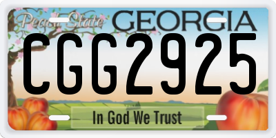 GA license plate CGG2925