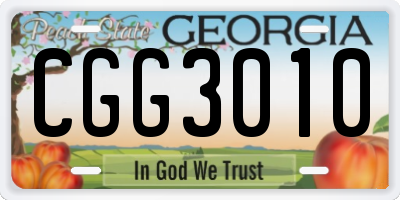 GA license plate CGG3010