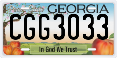 GA license plate CGG3033