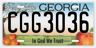 GA license plate CGG3036
