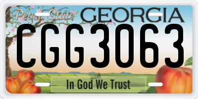 GA license plate CGG3063