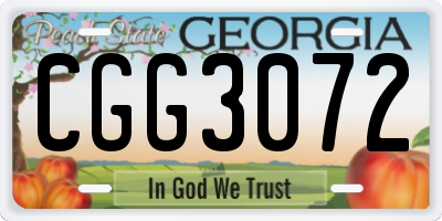 GA license plate CGG3072