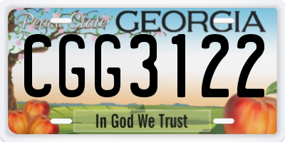 GA license plate CGG3122