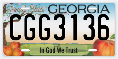 GA license plate CGG3136