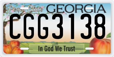 GA license plate CGG3138