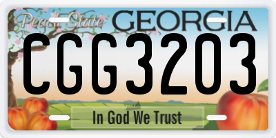 GA license plate CGG3203