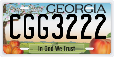 GA license plate CGG3222