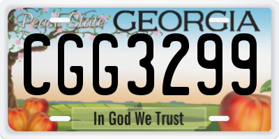 GA license plate CGG3299