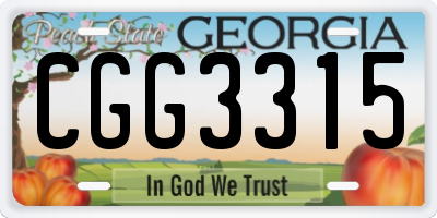 GA license plate CGG3315
