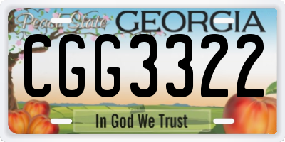 GA license plate CGG3322
