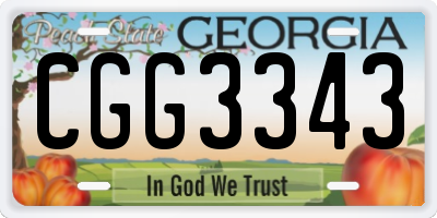 GA license plate CGG3343
