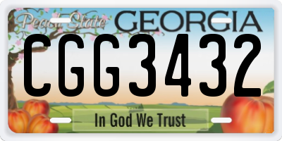 GA license plate CGG3432