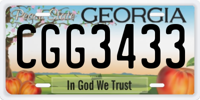 GA license plate CGG3433