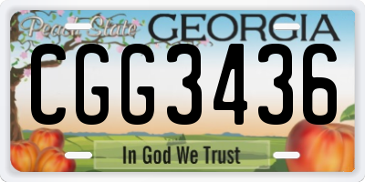 GA license plate CGG3436