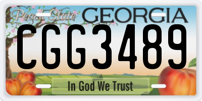 GA license plate CGG3489