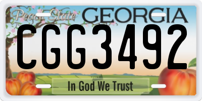 GA license plate CGG3492
