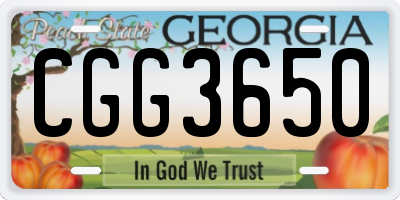 GA license plate CGG3650
