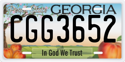 GA license plate CGG3652