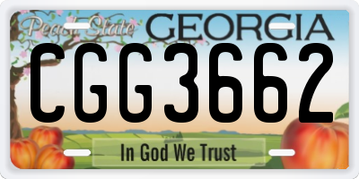 GA license plate CGG3662
