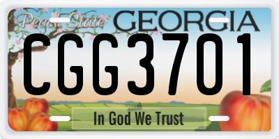 GA license plate CGG3701