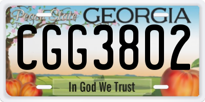 GA license plate CGG3802