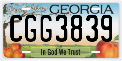 GA license plate CGG3839