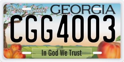 GA license plate CGG4003