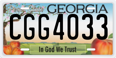 GA license plate CGG4033